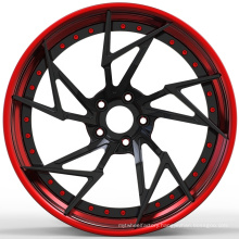 Customized 18 19 20 21 22 inch 2 piece forged wheels with red brushed Concave deep lips 5x112 5x120 5x114.3